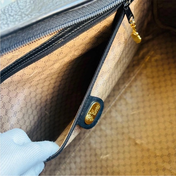 Gucci Black Leather Duffel Bag with Gold Accents - Picture 11 of 16